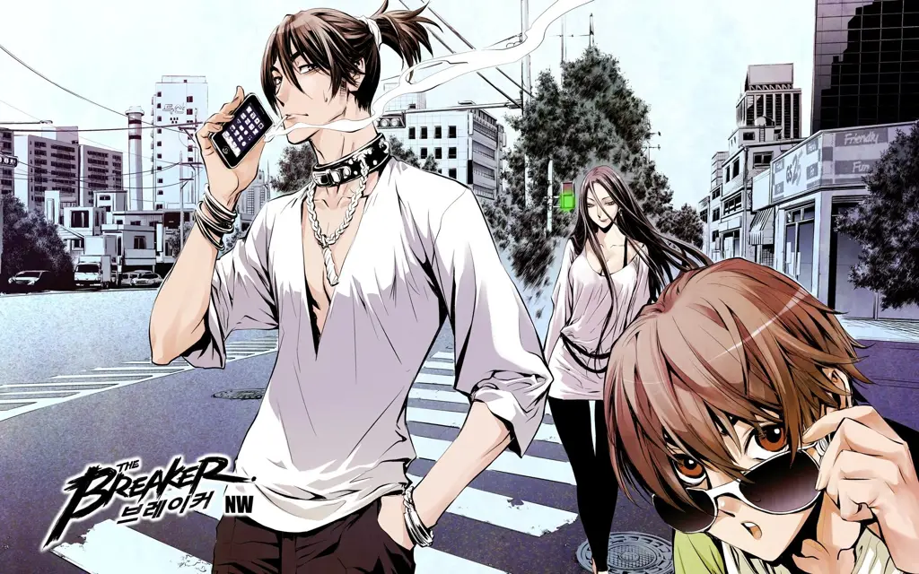 Shioon dan Chun-Woo Han, dua tokoh utama dalam manhwa Baca The Breaker.