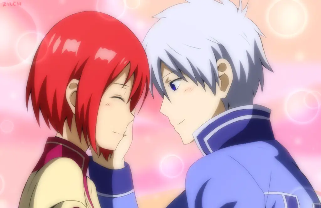 Shirayuki dan Pangeran Zen dalam anime Snow White with the Red Hair