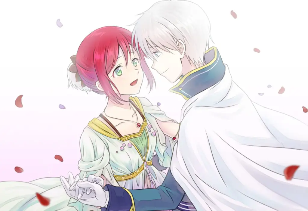 Gambar Shirayuki dan Pangeran Zen dari anime Snow White with the Red Hair