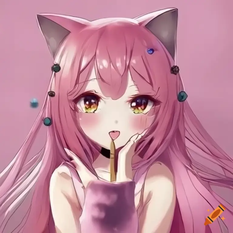 Siluman kucing anime yang menggemaskan Gambar ilustrasi siluman kucing anime yang imut dan menggemaskan.