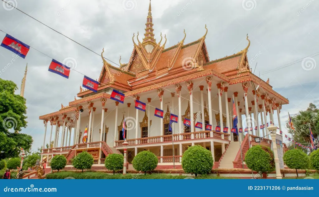 Bendera dan gedung pemerintahan Kamboja