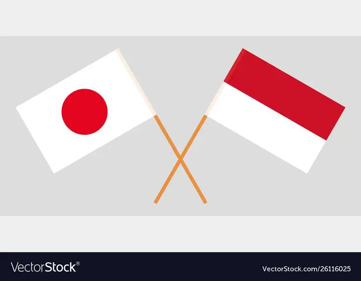 Gambar Bendera Jepang dan Indonesia berkibar bersamaan