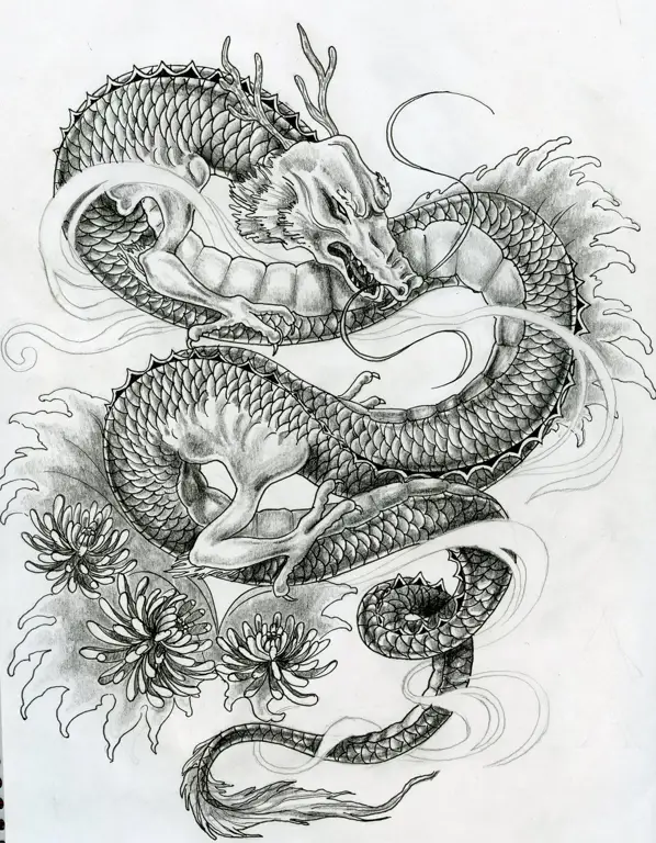 Desain tato naga Jepang