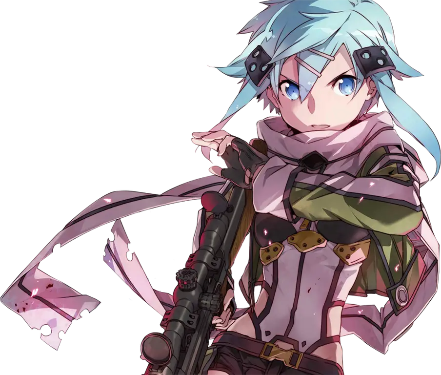 Gambar Sinon, penembak jitu handal di Gun Gale Online