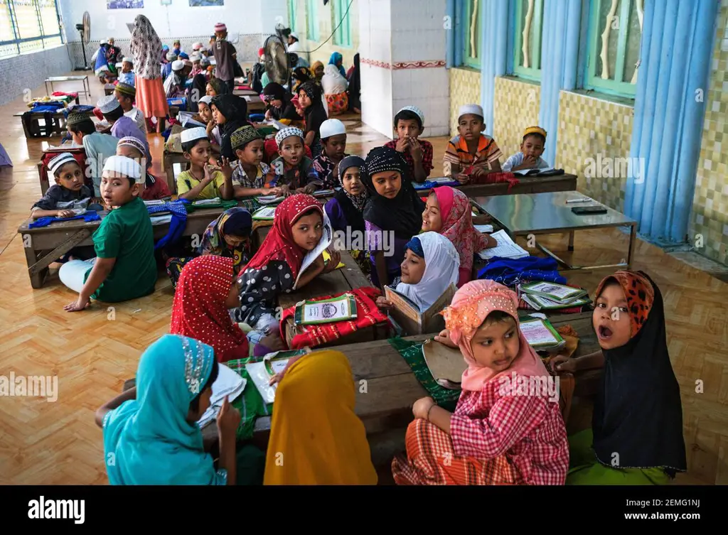 Gambar siswa-siswa yang ceria di sekolah Islam