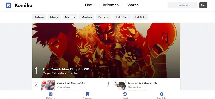 Gambar situs baca manga online di Indonesia