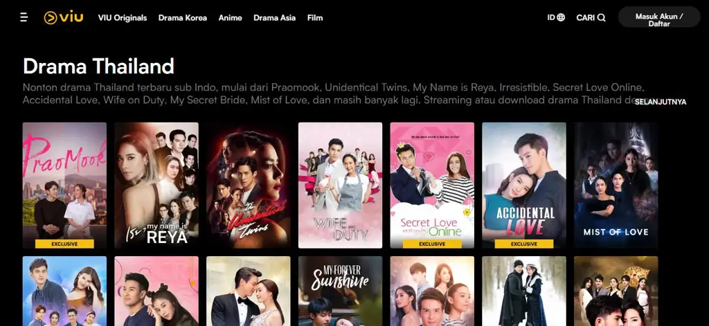 Gambar contoh website streaming drama Thailand yang legal dan aman