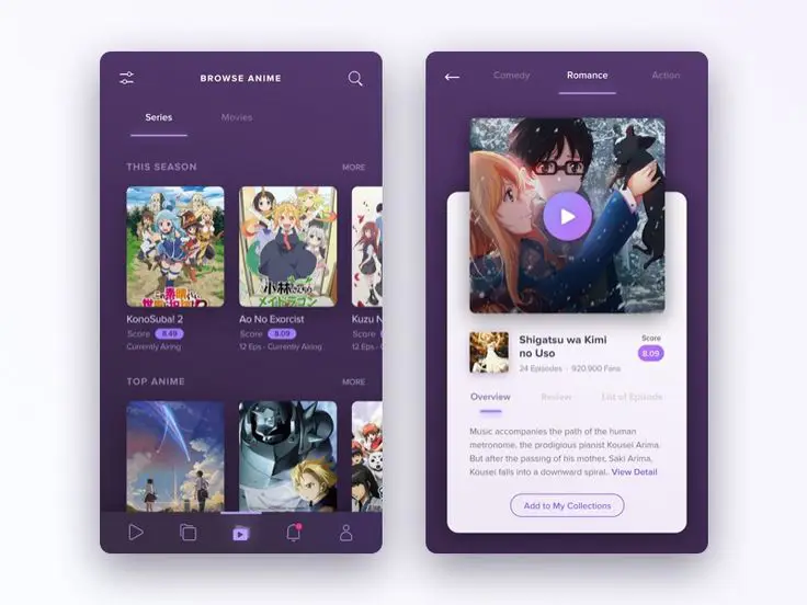 Antarmuka streaming anime dengan berbagai pilihan