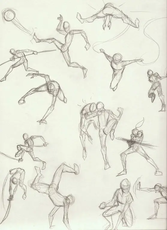 Sketsa Anime Laki-laki dengan Pose Aksi Contoh sketsa anime laki-laki dengan pose aksi