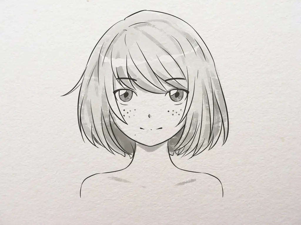 Contoh sketsa karakter anime dengan pensil