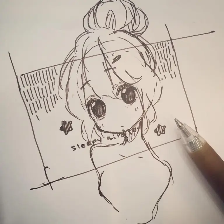 Sketsa desain karakter anime yang detail dan ekspresif