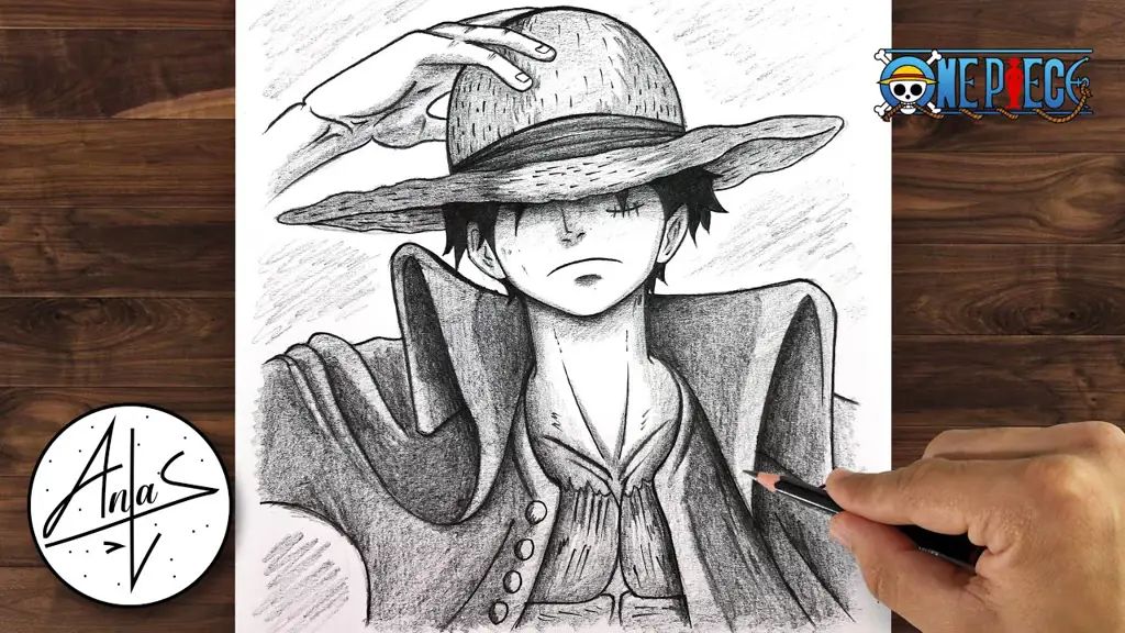 Sketsa Luffy One Piece yang detail