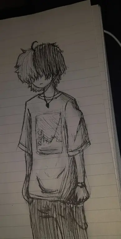 Sketsa doodle anak laki-laki anime