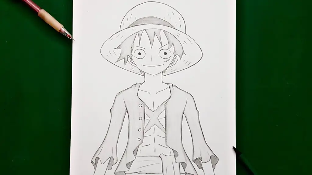 Sketsa Luffy yang mudah digambar untuk pemula