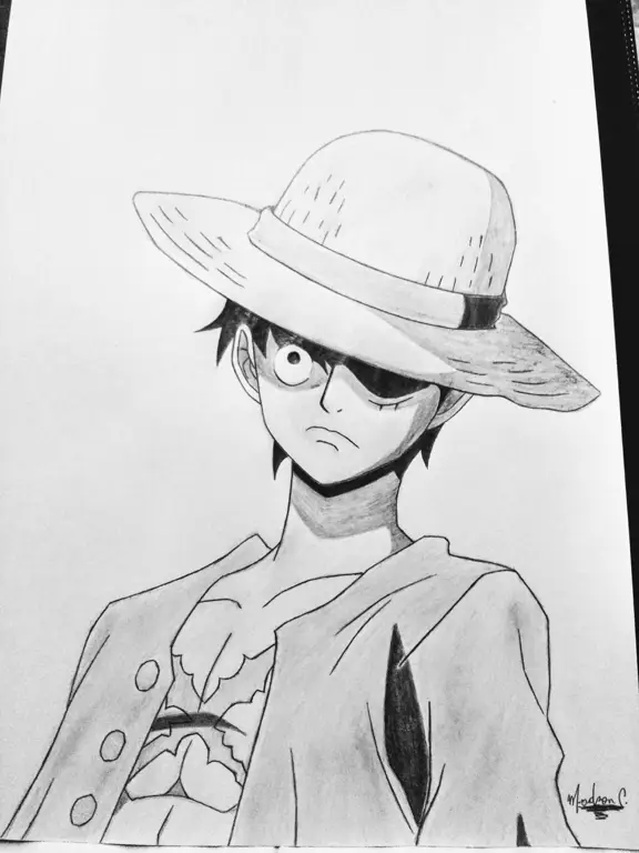 Sketsa Luffy dari One Piece