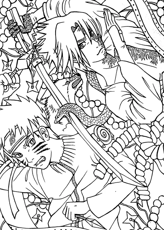 Sketsa Naruto hitam putih yang detail