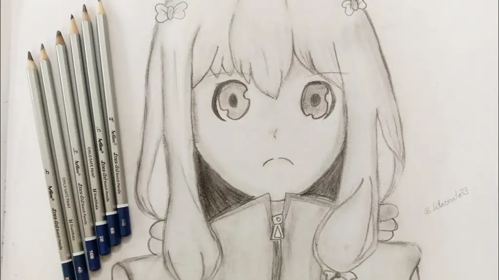 Gambar sketsa pensil gadis anime