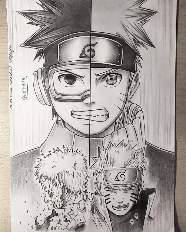 Gambar sketsa pensil Naruto yang mudah