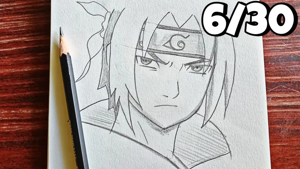 Sketsa Sasuke Uchiha yang realistis