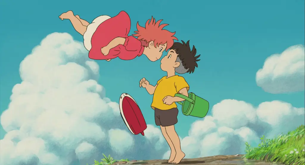 Adegan Sosuke dan Ponyo bermain bersama