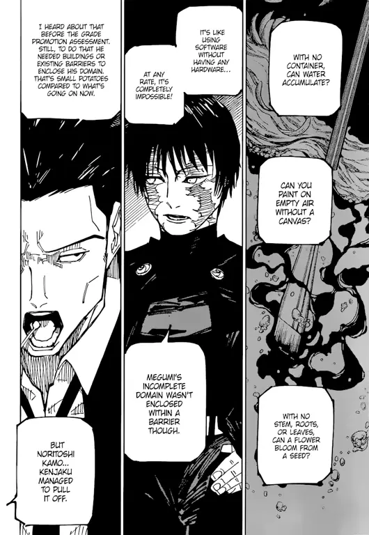 Panel manga yang menampilkan spoiler Jujutsu Kaisen chapter 225