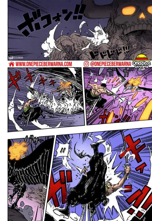 Spoiler chapter 1035 One Piece yang menampilkan momen-momen penting