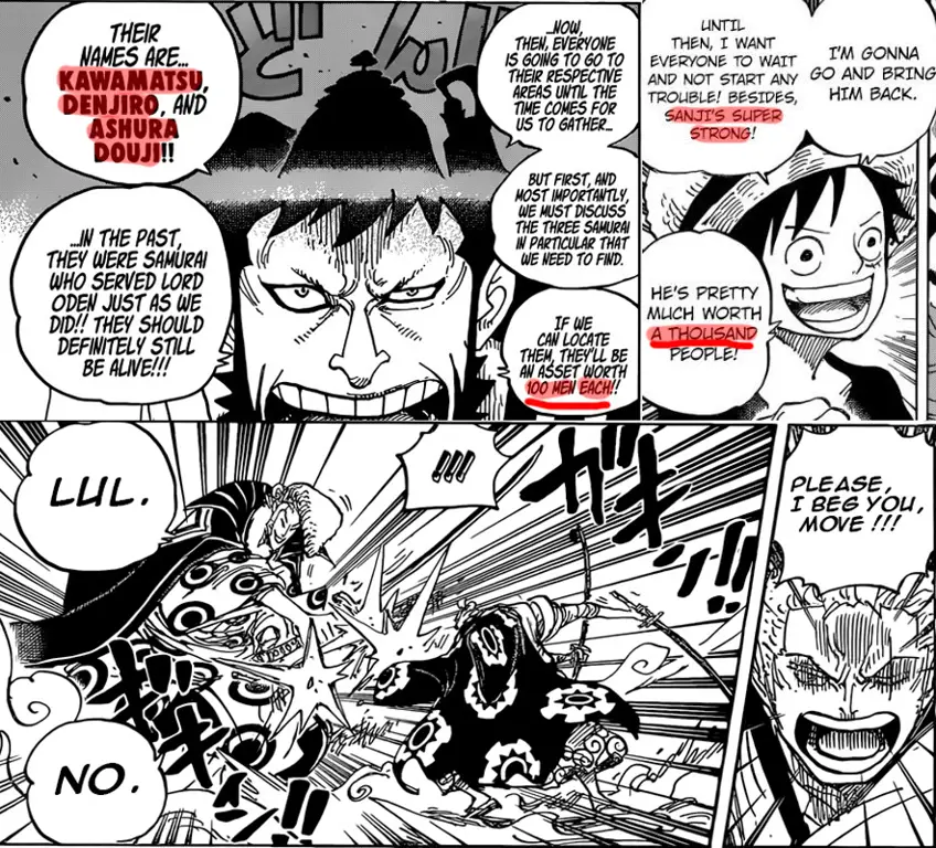 Gambar yang menampilkan spoiler chapter 991 One Piece (disamarkan)