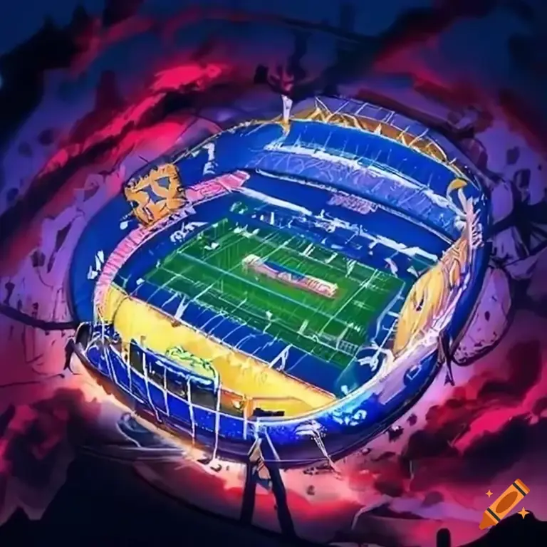 Gambar stadion sepak bola anime di malam hari