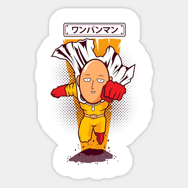 Gambar stiker Saitama chibi dengan berbagai ekspresi