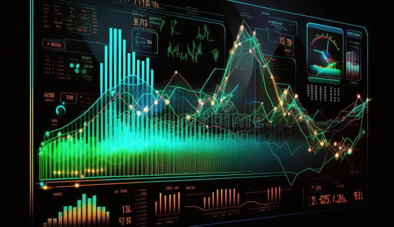 Grafik dan bagan ekonomi dalam latar fantasi