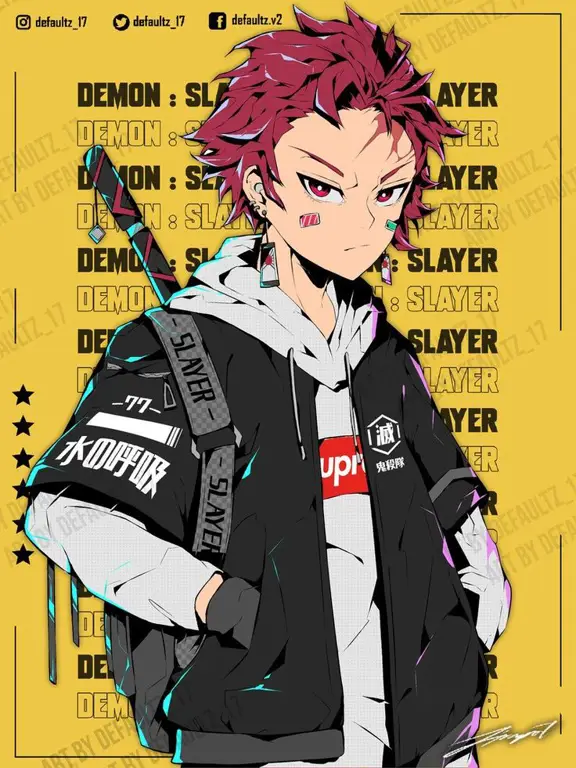 Contoh gaya streetwear yang terinspirasi dari anime boy