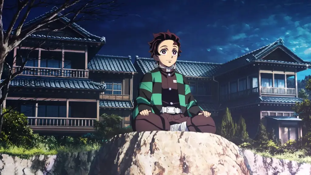 Pemandangan desa di Kimetsu no Yaiba Season 3