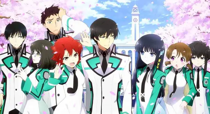 Gambar suasana sekolah First High School dalam anime Mahouka Koukou no Rettousei