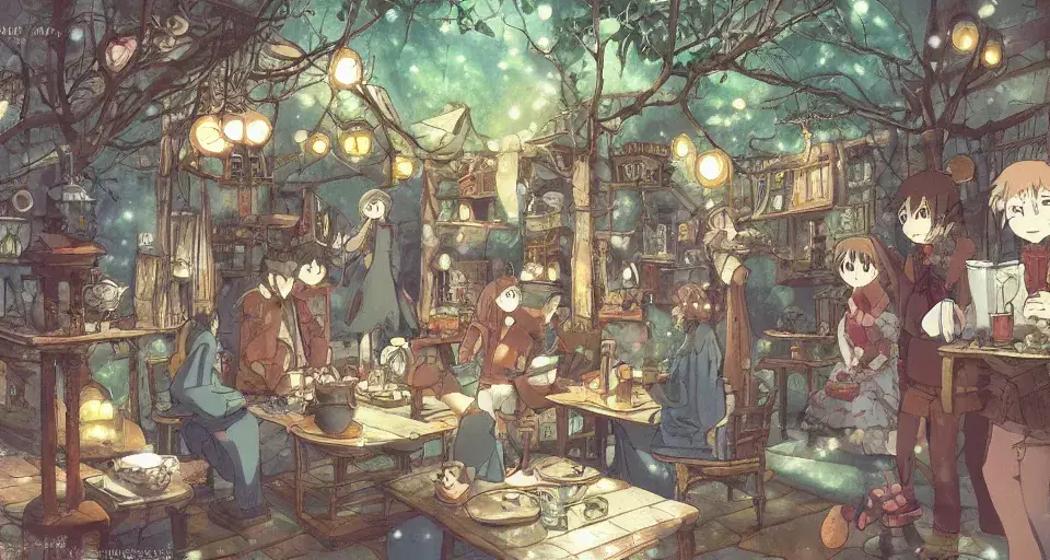 Ilustrasi pemandangan kafe anime yang nyaman