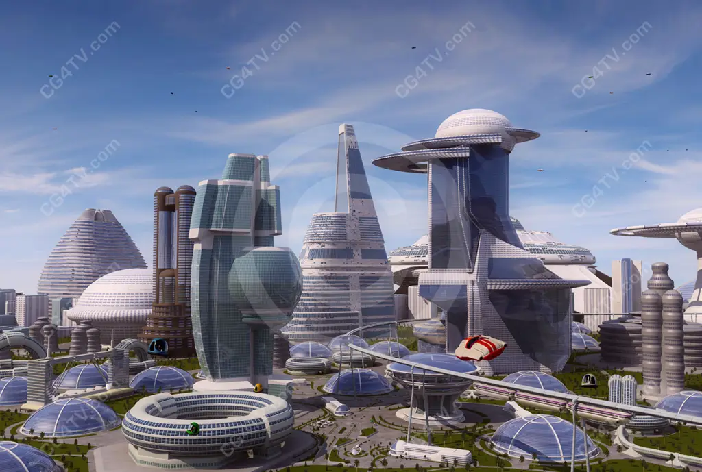 Suasana Kota Futuristik Kota futuristik dalam Gen:LOCK