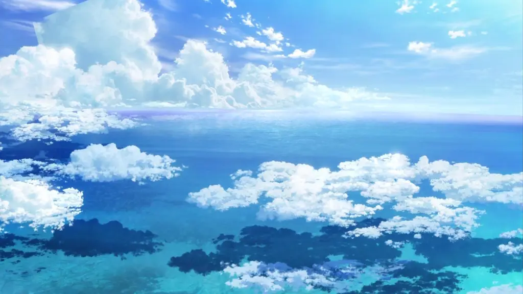 Langit berawan di siang hari anime