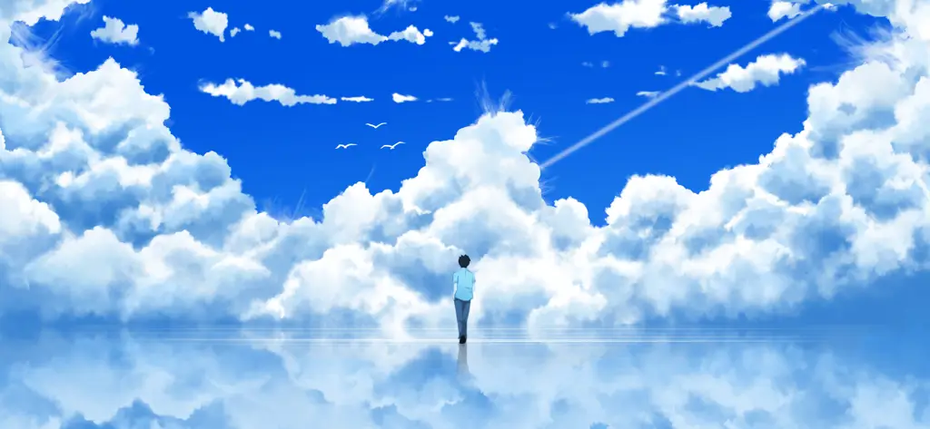 Suasana Menenangkan dalam Anime Ringan Gambar pemandangan anime yang damai dan menenangkan
