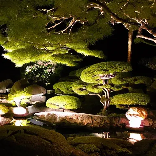 Taman Jepang di malam hari