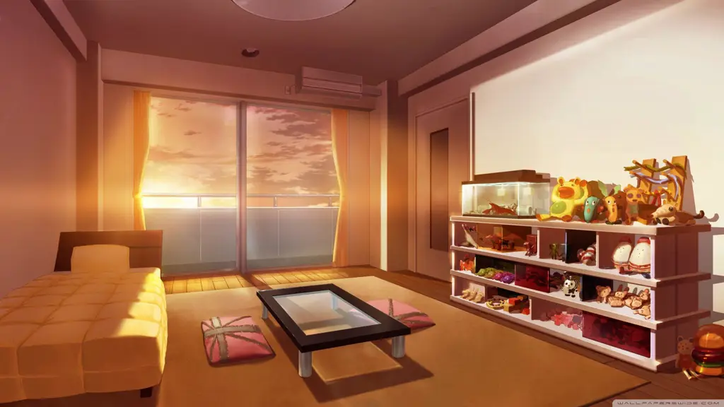 Suasana Nyaman dalam Anime One Room Gambar interior kamar anime yang nyaman