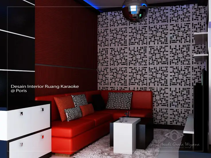 Interior ruangan karaoke di Bandar Lampung