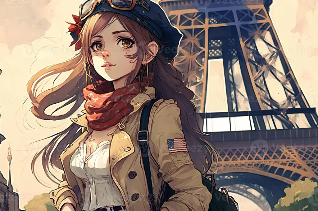 Ilustrasi pemandangan kota Paris bergaya anime