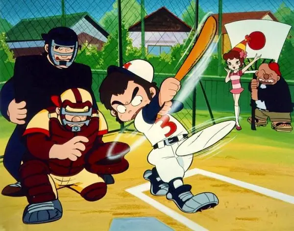 Gambar pertandingan baseball anime yang menegangkan.