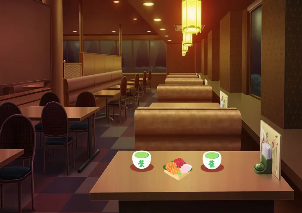 Gambar adegan restoran di anime Jepang