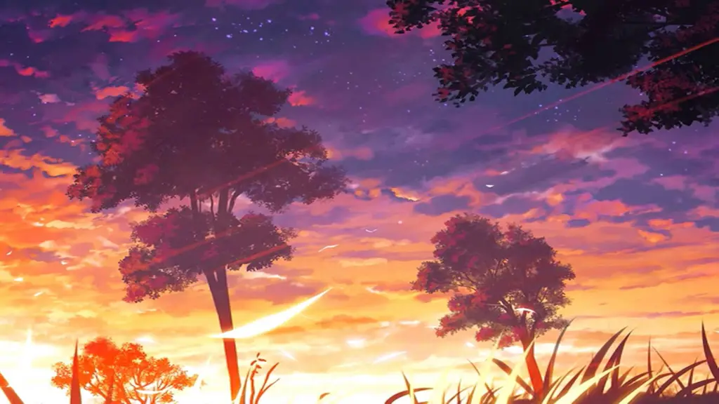 Suasana Romantis Anime Adegan romantis anime saat matahari terbenam