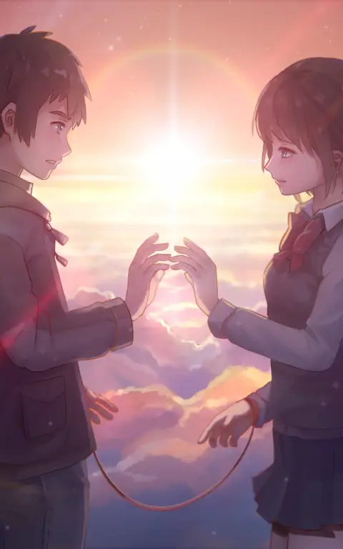 Karakter anime dalam suasana romantis