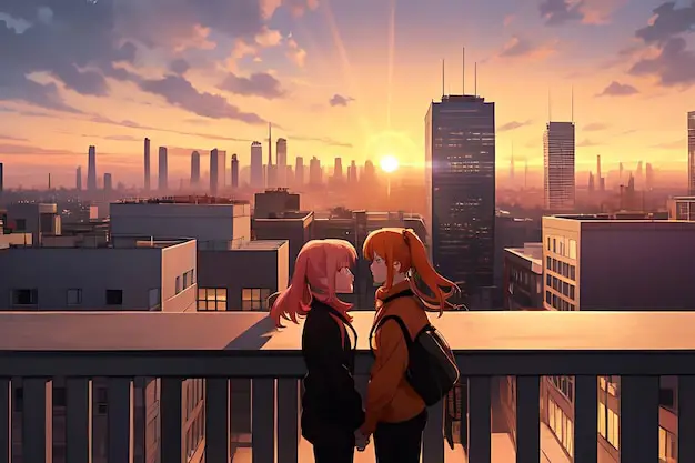 Pemandangan romantis dalam film anime