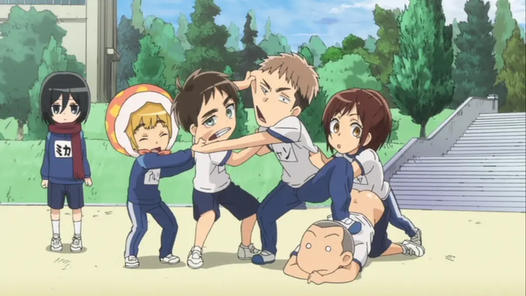 Gambar latar sekolah di Attack on Titan Junior High.