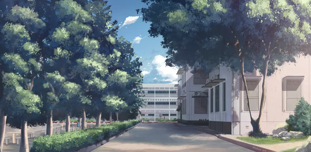 Gambar suasana sekolah elit dalam anime Youkoso Jitsuryoku Shijou Shugi no Kyoushitsu e