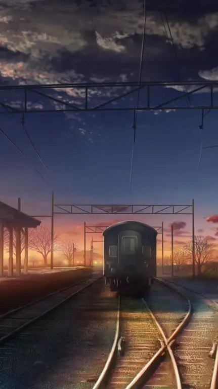 Pemandangan stasiun kereta api dalam anime