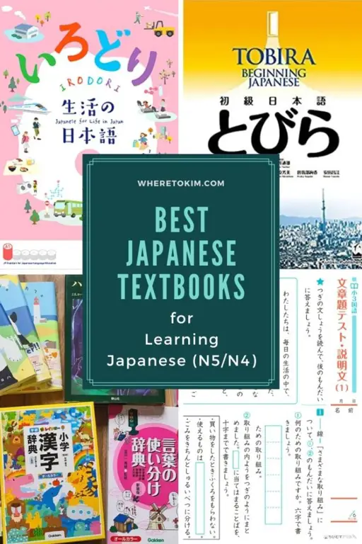 Gambar berbagai sumber belajar bahasa Jepang seperti buku, aplikasi, dan kelas online.